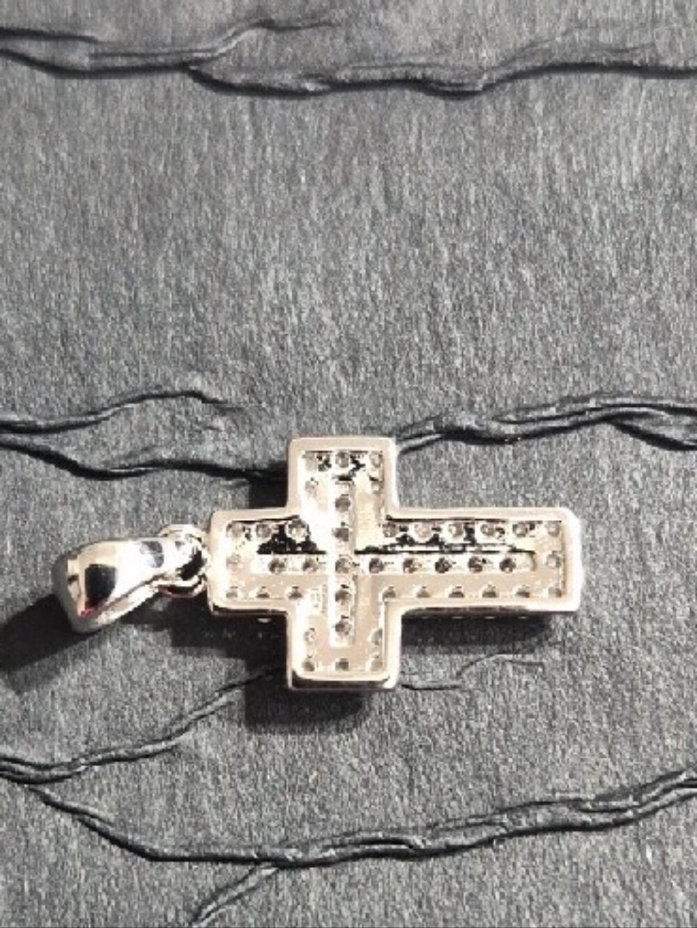 Sterling Silver Moissanite Cross Pendant in Silver - Picture 2 of 3